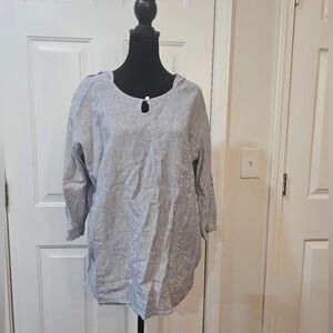 J.Jill pullover with hoodie boho,beach summer fun ! Linen 55%